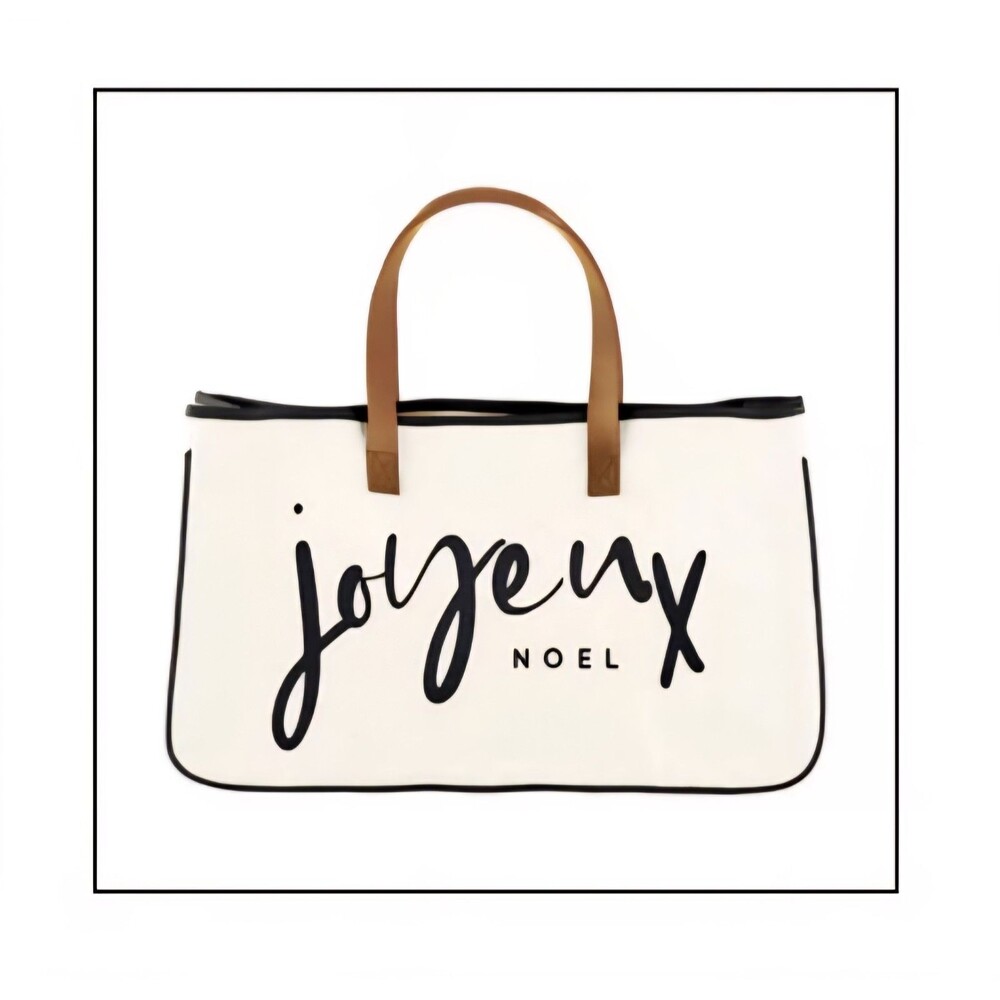 Large Canvas Tote Leather Handles NWT JOYEUX NOEL